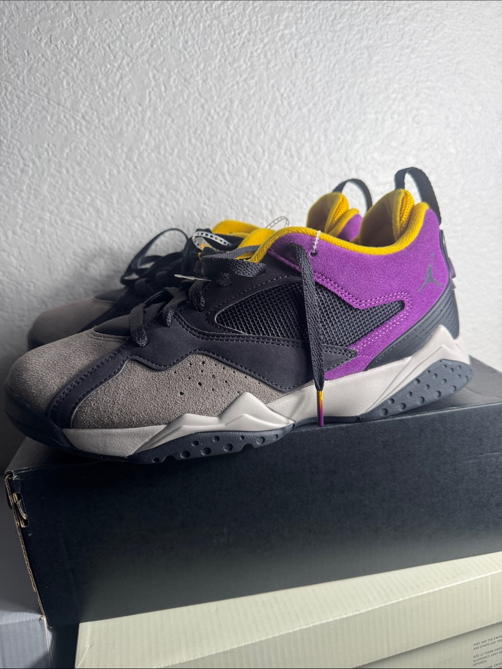 Jordan Kids Multicolor Suede & Mesh Sneakers in Purple, Yellow, Gray, Black
